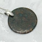 Moss Agate & Carnelian 925 Silver Round Pendant ~29mm