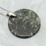 Moss Agate 925 Silver Round Pendant ~29mm