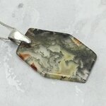 Moss Agate & Carnelian 925 Silver Pendant ~32mm
