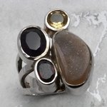 Multi Gemstone & Silver Ring  ~7.25 US / O-½ UK