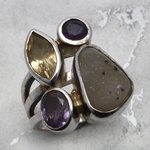 Multi Gemstone & Silver Ring  ~9.25 US / S-½ UK