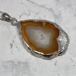 Natural Agate Geode & Quartz 925 Silver Pendant  ~40mm