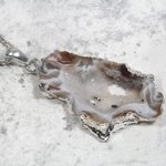 Natural Agate Geode & Quartz Pendant  ~41mm