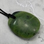 Nephrite Jade Pendant & Wax Cotton Cord ~39x32mm