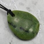 Nephrite Jade Pendant & Wax Cotton Cord ~42x32mm