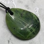 Nephrite Jade Pendant & Wax Cotton Cord ~44x34mm