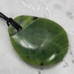 Nephrite Jade Pendant & Wax Cotton Cord ~45x35mm