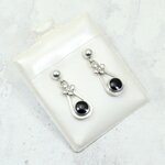 Onyx 925 Silver Drop Earrings ~24mm