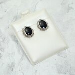 Onyx 925 Silver Oval Stud Earrings ~12mm