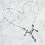 Opal & Silver 9-Stone Drop Necklace ~403mm