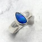 Opal & Silver Ring ~ 6 US Ring Size , L-0.5 UK Ring Size