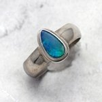 Opal & Silver Ring ~ 8 US Ring Size , Q UK Ring Size
