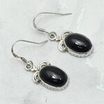 Ornate Onyx 925 Silver Oval Drop Earrings ~23mm