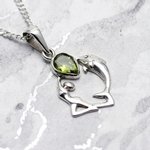 Peridot & Silver Dolphin and Goddess Pendant - 25mm