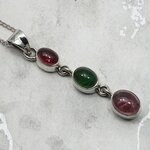 Pink & Green Tourmaline 925 Silver Pendant ~36mm