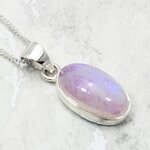Pink Moonstone Oval 925 Silver Pendant ~18mm