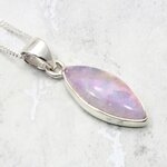 Pink Moonstone Marquise 925 Silver Pendant ~23mm
