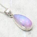 Pink Moonstone Teardrop 925 Silver Pendant ~24mm