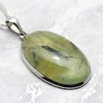 Prehnite and Epidote in Silver Pendant ~37mm