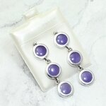 Purple Jade 925 Silver Circle Drop Earrings ~41mm