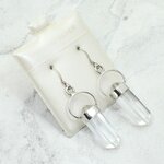 Quartz Double Terminated Point 925 Silver Drop Earrings ~32mm