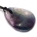 Rainbow Fluorite Pendant & Cord ~42mm