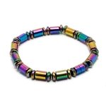 Rainbow Magnetic Hematite Crystal Bracelet - Barrels & Discs