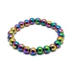 Rainbow Magnetic Hematite Crystal Bracelet - Round Bead