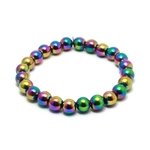 Rainbow Magnetic Hematite Crystal Bracelet - Round Bead