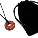 Red Goldstone Agogo Donut Necklace & Velvet Pouch