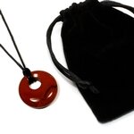 Red Jasper Agogo Donut Necklace & Velvet Pouch