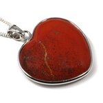 Red Jasper Silver Rim Heart Pendant ~30mm