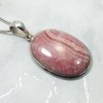 Rhodochrosite 925 Silver Pendant ~31mm