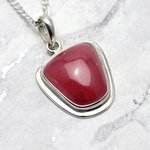 Rhodochrosite & Silver Pendant - Freeform 24mm