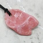 Rhodochrosite Pendant & Wax Cotton Cord ~40x27mm