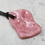 Rhodochrosite Pendant & Wax Cotton Cord ~41x31mm