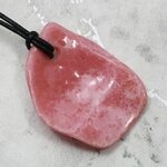 Rhodochrosite Pendant & Wax Cotton Cord ~43x33mm