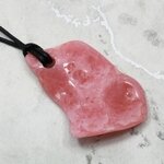 Rhodochrosite Pendant & Wax Cotton Cord ~46x31mm