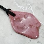 Rhodochrosite Pendant & Wax Cotton Cord ~48x29mm