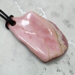 Rhodochrosite Pendant & Wax Cotton Cord ~50x27mm