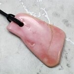 Rhodochrosite Pendant & Wax Cotton Cord ~54x30mm