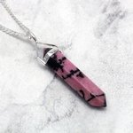 Rhodonite & Silver Double Terminating Point Pendant - 35mm