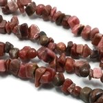 Rhodonite Gemstone Chip Necklace ~ 35"