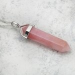 Rose Opal & Silver Double Terminating Point Pendant ~35mm