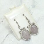 Rose Quartz 925 Silver Ornate Drop Earrings ~25mm