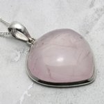 Rose Quartz & Silver Pendant ~27mm