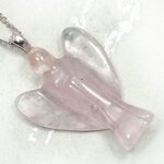 Rose Quartz Angel 925 Silver Pendant - 30mm