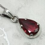 Rubellite (Pink Tourmaline) 925 Silver Faceted Teardrop Pendant ~19mm