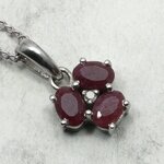 Ruby & Diamond 925 Silver Pendant ~10mm