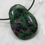 Ruby Zoisite Pendant & Wax Cotton Cord ~38mm